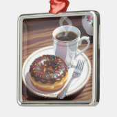 Schokolade Mattiert Donut und Kaffeehauszeit Ornament Aus Metall (Links)