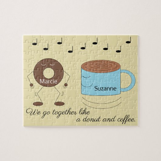 Schokolade Mattierte Donut & Kaffee Tasse Tanzen: Puzzle (Horizontal)