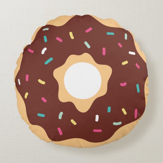 Schokolade Mattierte Sprinkles Donut Rundes Kissen (Vorderseite)