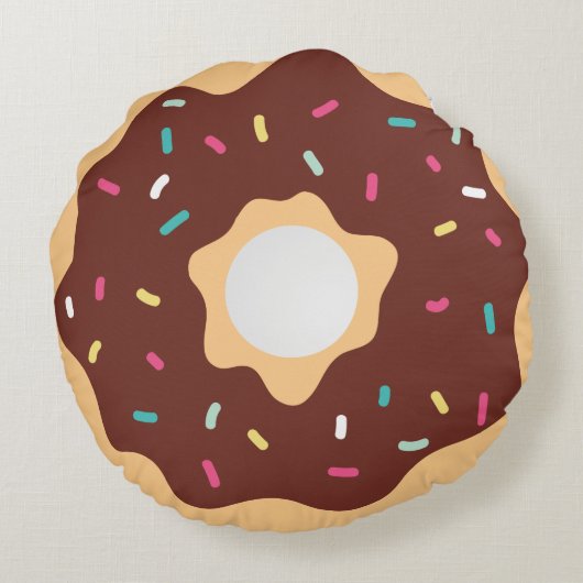 Schokolade Mattierte Sprinkles Donut Rundes Kissen (Rückseite)
