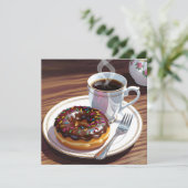 Schokolade, Mattierter Donut und Kaffee (Stehend Vorderseite)