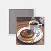 Schokolade, Mattierter Donut und Kaffee Magnet (Vorderseite/Rückseite)