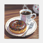 Schokolade, Mattierter Donut und Kaffee Magnet (Vorne)