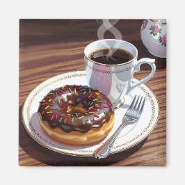 Schokolade, Mattierter Donut und Kaffee Magnet