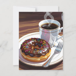 Schokolade, Mattierter Donut und Kaffee Postkarte
