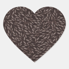 Schokolade Mauve Pink Blätter Botanische Hochzeit Herz-Aufkleber