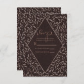 Schokolade Mauve Pink Blätter Botanische Hochzeit RSVP Karte (Vorne/Hinten)