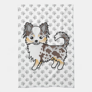 Schokolade, Merle Long Coat Chihuahua Dog & Paws Geschirrtuch