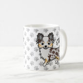Schokolade, Merle Long Coat Chihuahua Dog & Paws Kaffeetasse (VorderseiteRechts)