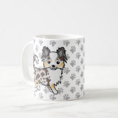 Schokolade, Merle Long Coat Chihuahua Dog & Paws Kaffeetasse (Vorderseite Links)