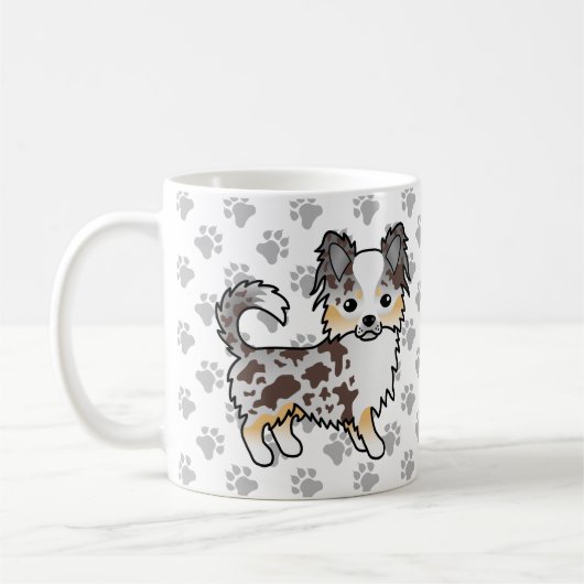 Schokolade, Merle Long Coat Chihuahua Dog & Paws Kaffeetasse (Links)