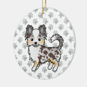 Schokolade, Merle Long Coat Chihuahua Dog & Paws Keramik Ornament (Links)