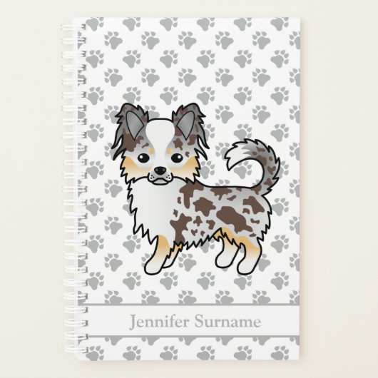 Schokolade, Merle Long Coat Chihuahua Dog & Text Planer (Vorderseite)