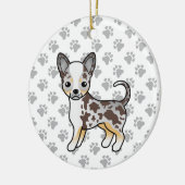Schokolade Merle Smooth Coat Chihuahua Dog & Paws Keramik Ornament (Links)
