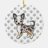 Schokolade Merle Smooth Coat Chihuahua Dog & Paws Keramik Ornament (Hinten)