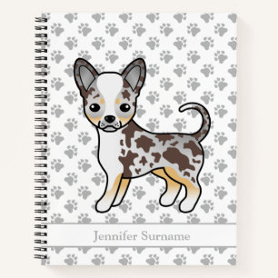 Schokolade Merle Smooth Coat Chihuahua Dog & Text Notizblock