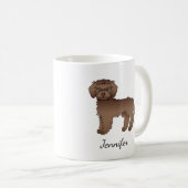 Schokolade Mini Goldendoodle Cartoon Dog & Name Kaffeetasse (VorderseiteRechts)