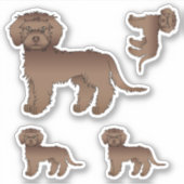 Schokolade Mini Goldendoodle Niedlicher Cartoon Do Aufkleber (Vorderseite)