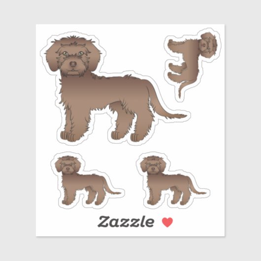 Schokolade Mini Goldendoodle Niedlicher Cartoon Do Aufkleber (Blatt)