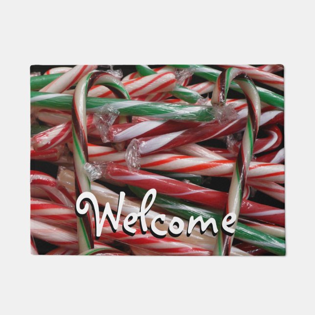 Schokolade Minze Candy Canes Holiday Festival Fußmatte (Vorderseite)
