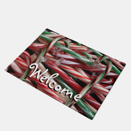 Schokolade Minze Candy Canes Holiday Festival Fußmatte (Schrägansicht)