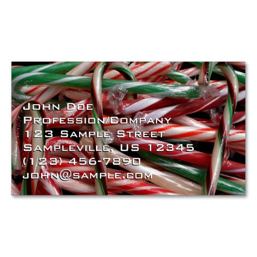 Schokolade Minze Candy Canes Holiday Festival Magnetische Visitenkarte (Vorderseite)