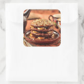 Schokolade mit Bananen und Karamelll Quadratischer Aufkleber (Tasche)