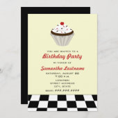 Schokolade mit Kirschrei Retro Geburtstagsparty Einladung (Vorne/Hinten)