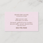 Schokolade mit Kunsthandwerk Visitenkarte (Rückseite)