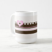 Schokolade mit rosa Herzen Kaffeetasse (Vorderseite Links)
