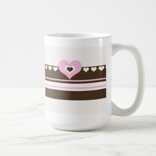 Schokolade mit rosa Herzen Kaffeetasse (Rechts)
