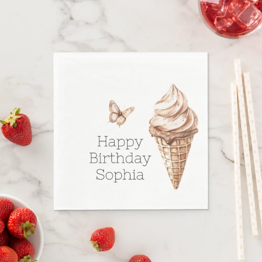 Schokolade Mocha Ice Cream Cone Geburtstag Serviette (Beispiel)
