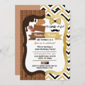Schokolade & Mr. One derful First Birthday Joint Einladung (Vorne/Hinten)