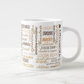 Schokolade Multilingual Typografy Word Cloud Jumbo-Tasse (Rechts)
