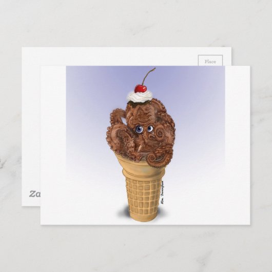 Schokolade Octopus Ice Creme Postkarte (Vorne/Hinten)