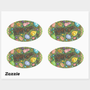 SCHOKOLADE OSTBUNNY, CHICK, EIER, GELLY BEANS OVALER AUFKLEBER