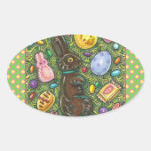 SCHOKOLADE OSTBUNNY, CHICK, EIER, GELLY BEANS OVALER AUFKLEBER (Vorderseite)