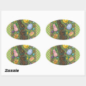 SCHOKOLADE OSTBUNNY, CHICK, EIER, GELLY BEANS OVALER AUFKLEBER (Blatt)