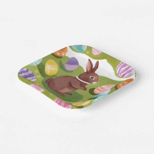 Schokolade Ostersonne | Niedliche Frühlingseier Pappteller (Gewinkelt)