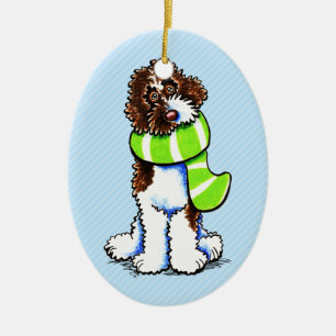 Schokolade Parti Labradoodle Winter-Schal Keramik Ornament