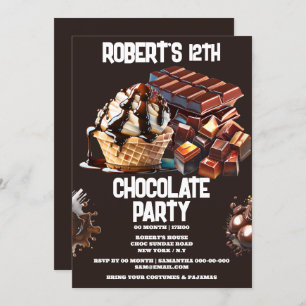 Schokolade Party Eis Waffelsundae Einladung