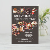 Schokolade Party Kuchen Nachspeise Eis Sommer Kind Einladung (Stehend Vorderseite)