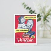 Schokolade Penguin Vintage Ad Postkarte (Stehend Vorderseite)