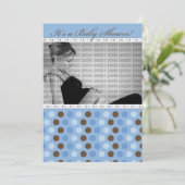 Schokolade Periwinkle Dots Kinderdusche Einladung (Stehend Vorderseite)