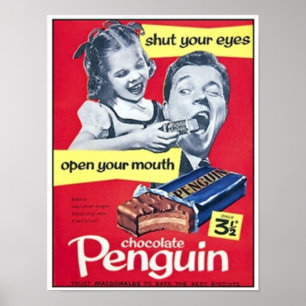Schokolade Pinguin Vintage und Poster