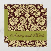 Schokolade Pistachio Damask Einladung Hochzeit (Vorne/Hinten)