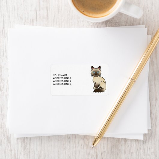 Schokolade Point Birman/Ragdoll Cat & Custom Text Adressaufkleber (Insitu)