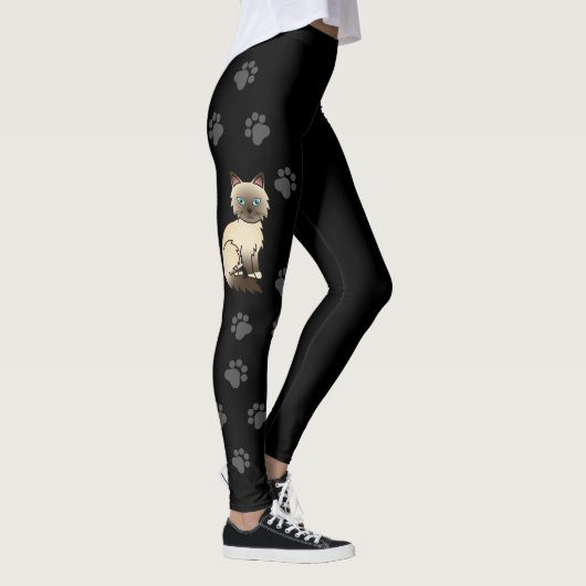 Schokolade Point Birman/Ragdoll Cat & Paws Black Leggings (Rechts)