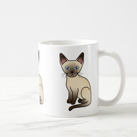 Schokolade Point Siamese Zucht Katze Illustration Kaffeetasse (Rechts)