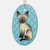 Schokolade Point Siamese Zucht Katze Illustration Keramikornament (Links)